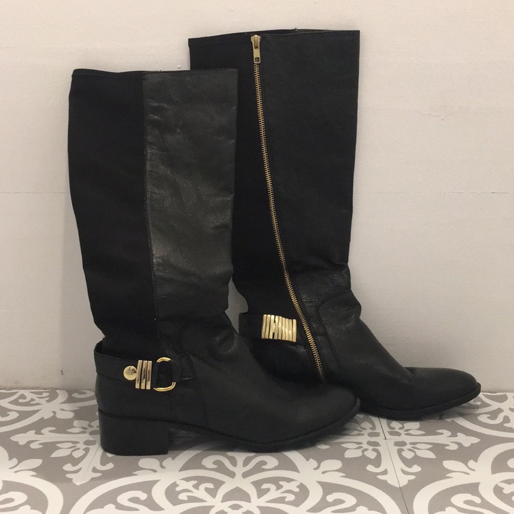 Steve Madden Black and Gold boots 11M